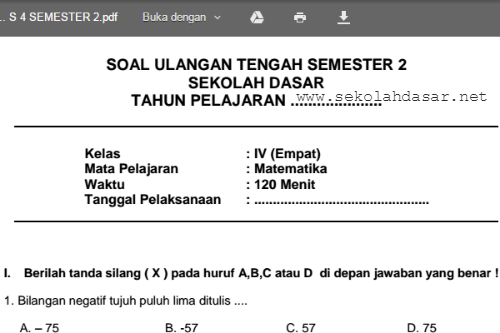 soal uts bahasa indonesia kelas 4 sd semester 2 pdf